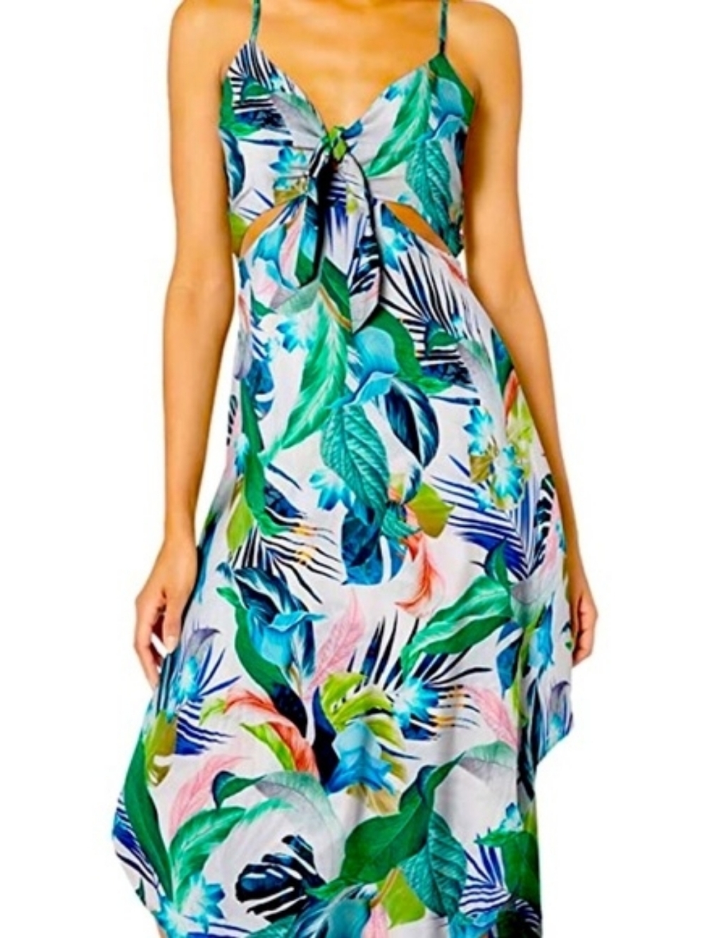 La‎ Blanca Standard Island Goddess Midi Dress 1X Summer Dress Cutout